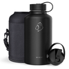 BUZIO Duet Series Insulated Water Bottle with Straw Lid and Flex Lid, Black 64oz - Black