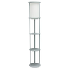 Simple Designs Round Etagere Storage Floor Lamp with 2 USB, 1 Outlet - Gray