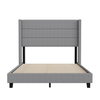 Flash Furniture - Hollis Full Size Upholstered Platform Bed with Wingback Headboard-Gray Faux Linen - Gray