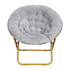 Flash Furniture - Gwen Folding XL Faux Fur Saucer Chair for Dorm or Bedroom - Dusty Aqua/Soft Gold - Gray/Soft Gold
