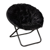 Flash Furniture - Gwen Folding XL Faux Fur Saucer Chair for Dorm or Bedroom - Dusty Aqua/Soft Gold - Black/Black