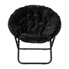 Flash Furniture - Gwen Folding XL Faux Fur Saucer Chair for Dorm or Bedroom - Dusty Aqua/Soft Gold - Black/Black