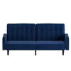 Flash Furniture - Carter Convertible Split Back Tufted Futon Sofa with Wooden Legs in Velvet - Navy