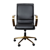 Flash Furniture - James Designer Executive Swivel Office Chair with Brushed Gold Arms and Base, Black - Black/Gold