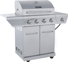 Nexgrill - 4 Burner + Side Burner Stainless Cart Gas Grill - Silver