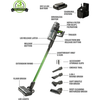 Greenworks - 24-Volt Stick Vacuum with 4ah Battery, Attachments, & Charger - Green