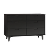 Walker Edison - Retro 6-Drawer Solid Wood Dresser - Black