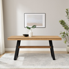 Walker Edison - Industrial Metal and Wood Dining Table - Light Oak