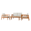 Walker Edison - Modern 4-Piece Eucalyptus Patio Chat Set - Brown