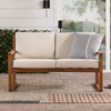 Walker Edison - Modern Solid Wood Slatted Outdoor Loveseat - Brown