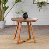 Walker Edison - Modern Solid Acacia Wood Round Outdoor Dining Table - Brown