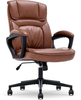Serta - Hannah Upholstered Executive Office Chair with Headrest Pillow - Smooth Bonded Leather - Cognac