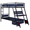 X Rocker - Armada Twin over Twin Gaming Bunk Bed with Built-In Gaming Desk, Black, Twin/Twin - Black