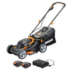 Worx WG743 17" 40V (2x20) Walk Behind Lawn Mower Batteries and Charger Included - Black