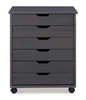 Linon Home Décor - Monte Wide Six-Drawer Rolling Storage Cart - Gray