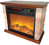 Lifesmart - 3-element Small Square Infrared Fireplace with Faux Stone Accent - Black