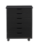 Linon Home Décor - Monte Wide Six-Drawer Rolling Storage Cart - Black