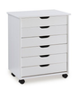 Linon Home Décor - Monte Wide Six-Drawer Rolling Storage Cart - Whitewash