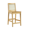 Walker Edison - Boho Solid Wood Counter Stool with Rattan Back Inset (2-Piece Set) - Natural