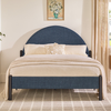 Walker Edison - Modern Upholstered Curved-Headboard Queen Bedframe - Blue