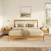 Walker Edison - Mid-Century Modern Slatted Solid Wood King Bedframe - Caramel