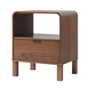 Walker Edison - Modern Curved-Frame 1-Drawer Solid Wood Nightstand - Brown