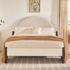 Walker Edison - Modern Upholstered Curved-Headboard Queen Bedframe - Oatmeal