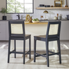 Walker Edison - Contemporary Wood Counter Stool with Rattan Back Inset (2-Piece Set) - Black