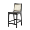 Walker Edison - Contemporary Wood Counter Stool with Rattan Back Inset (2-Piece Set) - Black