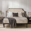 Walker Edison - Traditional Metal Upholstered Queen Bedframe - Tan