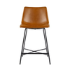 Walker Edison - Upholstered Counter Stool with Metal X Base (2-Piece set) - Whiskey Brown