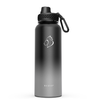 Buzio - 40oz Insulated Water Bottle with Straw Lid and Spout Lid - Black & Gray
