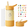 Buzio - 14oz Insulated Water Bottle with Straw Lid & Silicone Boot for Kids - Yellow
