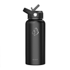 Buzio - 32oz Insulated Water Bottle with Straw Lid and Spout Lid - Black
