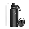 Buzio - 32oz Insulated Water Bottle with Straw Lid and Spout Lid - Black