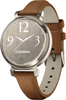 Garmin - Lily 2 Classic Smartwatch 34 mm Anodized Aluminum - Cream Gold with Tan Leather Band