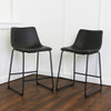 Walker Edison - Industrial Faux Leather Counter Stool (Set of 2) - Black