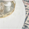 Walker Edison - X-Base Round Coffee Table - Faux White Marble/Gold