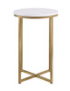 Walker Edison - Modern Glam Side Table - Faux White Marble & Gold