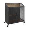 Walker Edison - Mesh 2-Door Bar Cabinet - Rustic Oak