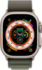 Geek Squad Certified Refurbished Apple Watch Ultra (GPS + Cellular) 49mm Titanium Case with Green Alpine Loop - Medium - Titanium