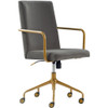 Elle Decor - Giselle Mid-Century Modern Fabric Executive Chair - Gold/Light Gray Velvet