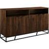 Walker Edison - Contemporary Angled-Door 2-Shelf Sideboard - Dark Walnut