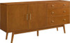 Walker Edison - Mid-Century Modern 2-Shelf 3-Drawer Sideboard - Acorn