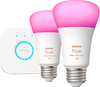 Philips - Hue Color A19 Smart LED Bulb 2PK + Hue Bridge - White and Color Ambiance