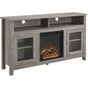 Walker Edison - Tall Fireplace Cabinet TV Stand for Most Flat-Panel TVs Up to 65" - Driftwood