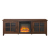 Walker Edison - Farmhouse Fireplace Wood TV Stand for Most TVs Up to 78" - Dark Walnut