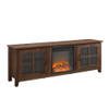 Walker Edison - Farmhouse Fireplace Wood TV Stand for Most TVs Up to 78" - Dark Walnut