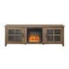 Walker Edison - Farmhouse Fireplace Wood TV Stand for Most TVs Up to 78" - Rustic Oak