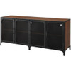 Walker Edison - Industrial Mesh Metal TV Stand for Most Flat-Panel TVs up to 66" - Dark Walnut